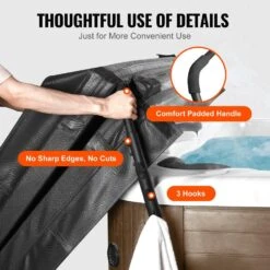Hot Tub Cover Lift Spa Cover Lift Height Width Adjustable 1-Piece Bath Hardware Set In Black Instruction Included -Vevor vevor hot tub cover lifters sdslctx00000jg2d1v0 44 1000