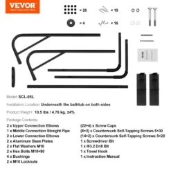 Hot Tub Cover Lift Spa Cover Lift Height Width Adjustable 1-Piece Bath Hardware Set In Black Instruction Included -Vevor vevor hot tub cover lifters sdslctx00000jg2d1v0 76 1000