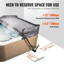 Hot Tub Cover Lift Spa Cover Lift Height Width Adjustable 1-Piece Bath Hardware Set In Black Instruction Included -Vevor vevor hot tub cover lifters sdslctx00000jg2d1v0 fa 1000