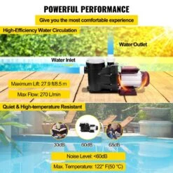 Swimming Pool Pump 1/2 HP Water Circulation Pool Pump 110 Volt Hot Tub Pump 0.37 KW Spa Pump For Above Ground Pool, Spa -Vevor vevor hot tub pumps ja50amygb00000001v1 1f 1000