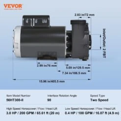 2 Speed SPA Pump AC 110-120 Volt Hot Tub Spa Pump 3 High Speed Or 0.4 HP Low Speed 2 In. Port For Hot Tub UL Listed -Vevor vevor hot tub pumps ygslbss30hp01vngzv4 76 1000