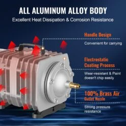 Electromagnetic Commercial Air Pump 50 Watt 1110 GPH Hydroponic Air Pump For Aquarium Fish Tank Pond&Hydroponics Systems -Vevor vevor hydroponic systems dcqb55w1100gzi8euv1 1f 1000