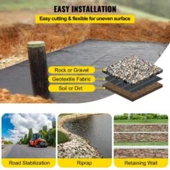 Driveway Fabric 13 Ft. X 60 Ft. Weed Block Fabric Heavy-Duty Underlayment Fabric For Driveway -Vevor vevor landscape fabric bztgb5oz4x18 3m01v0 fa 1000