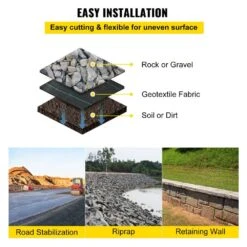 Geotextile Fabric 6 Ft. X 300 Ft. Weed Barrier Landscape Fabric 3 Oz. Driveway Drain Cloth With 600 Lb. Tensile Strength -Vevor vevor landscape fabric bztgbb6x300pe1th4v0 fa 1000