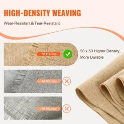 Burlap Fabric Roll, 14 In. X 150 Ft. And 50 X 50 High Density Wide Natural Burlap Fabric Rolls, Cabinet Type -Vevor vevor landscape fabric cmbj14inches3mbhiv0 4f 1000