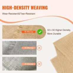 Burlap Fabric Roll, 36 In. X 150 Ft. And 50 X 50 High Density Wide Natural Burlap Fabric Rolls, Cabinet Type Accessory -Vevor vevor landscape fabric cmbj36inches3tqmtv0 4f 1000