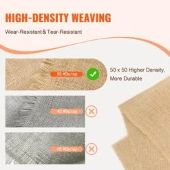 Burlap Fabric Roll, 40 In. X 150 Ft, And 50 X 50 High Density Wide Natural Burlap Fabric Rolls, Cabinet Type Accessory -Vevor vevor landscape fabric cmbj40inchesiuncvv0 4f 1000
