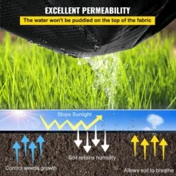 3 Ft. X 300 Ft. Weed Barrier 5.8 Oz. Heavy-Duty PP Material Weed Barrier Landscape Fabric Ground Cover For Garden, Black -Vevor vevor landscape fabric fcby33005 8oz8wblv0 1f 1000