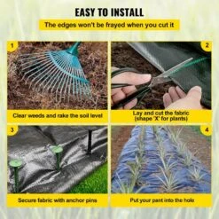3 Ft. X 300 Ft. Weed Barrier 5.8 Oz. Heavy-Duty PP Material Weed Barrier Landscape Fabric Ground Cover For Garden, Black -Vevor vevor landscape fabric fcby33005 8oz8wblv0 44 1000