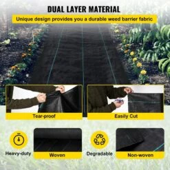 3 Ft. X 300 Ft. Weed Barrier 5.8 Oz. Heavy-Duty PP Material Weed Barrier Landscape Fabric Ground Cover For Garden, Black -Vevor vevor landscape fabric fcby33005 8oz8wblv0 4f 1000