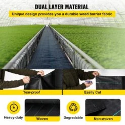 4 Ft. X 100 Ft. Black Weed Barrier Fabric 5.8 Oz. Dual Layer Degradable Heavy-Duty Weed Barrier Landscape Fabric -Vevor vevor landscape fabric fcby41005 8oznqayv0 4f 1000