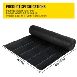 4 Ft. X 100 Ft. Black Weed Barrier Fabric 5.8 Oz. Dual Layer Degradable Heavy-Duty Weed Barrier Landscape Fabric -Vevor vevor landscape fabric fcby41005 8oznqayv0 76 1000