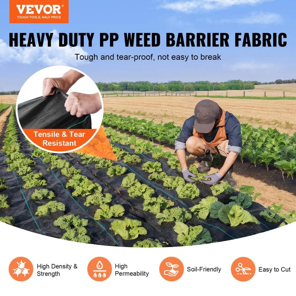 Weed Barrier Landscape Fabric, 3.28 Ft. X 164 Ft. Heavy-Duty Garden Weed Fabric, Woven PP Weed Control Fabric Fabric 4 Weed Barrier Landscape Fabric, 3.28 Ft. X 164 Ft. Heavy-Duty Garden Weed Fabric, Woven PP Weed Control Fabric Fabric - Image 2