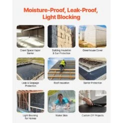 10 Mil Plastic Sheeting Heavy Duty 10 X 100 Ft. Thick Sheeting Roll Drop Cloth Painters Tarp Covering Weed Barrier -Vevor vevor landscape fabric slm10ft100ft1rb3qv0 1f 1000