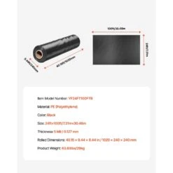 24 X 100 Ft. Plastic Sheeting Heavy Duty 6 Mil Thick Plastic Sheeting Roll Underlayment Painters Tarp Black -Vevor vevor landscape fabric slm24ft100ftkvehiv0 76 1000