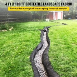 4 Ft. X 100 Ft. Geotextile Landscape Fabric 8 Oz. Heavy-Duty Needle-Punched PP Garden Weed Barrier Fabric, Black -Vevor vevor landscape fabric tgbycycw41008lurev0 c3 1000