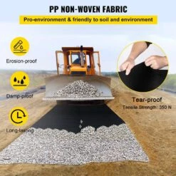 6 Ft. X 100 Ft. Geotextile Landscape Fabric 8 Oz. Heavy-Duty Non-Woven Weed Block Gardening Mat For Underlayment, Black -Vevor vevor landscape fabric tgbycycw610088rl1v0 4f 1000