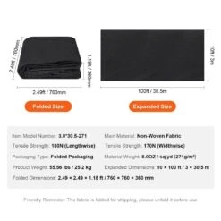 Weed Barrier Fabric Non Woven Geotextile Fabric Under Gravel 10 X 100 FT 8 OZ Driveway Landscape Fabric Ground Cover 16 Weed Barrier Fabric Non Woven Geotextile Fabric Under Gravel 10 X 100 FT 8 OZ Driveway Landscape Fabric Ground Cover -Vevor vevor landscape fabric wfb10100ft808q6frv0 76 1000