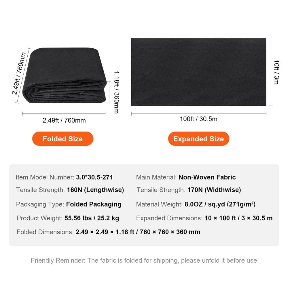 Weed Barrier Fabric Non Woven Geotextile Fabric Under Gravel 10 X 100 FT 8 OZ Driveway Landscape Fabric Ground Cover 9 Weed Barrier Fabric Non Woven Geotextile Fabric Under Gravel 10 X 100 FT 8 OZ Driveway Landscape Fabric Ground Cover - Image 7