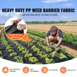 Weed Barrier Fabric Heavy Duty 3 Ft.x300ft. Woven Weed Blocker Gardening Mat 3.2OZ Garden Geotextile Weed Control Fabric -Vevor vevor landscape fabric zzzp3 24oz3x300fcv0 c3 1000
