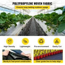 Weed Barrier Fabric 6ft. 300ft. Heavy Duty 2.4 Oz. Woven Weed Control Fabric Geotextile Fabric Polyethylene Ground Cover -Vevor vevor landscape fabric zzzp6x300ycfcb001v0 4f 1000