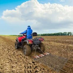 Drag Harrow 4 Ft. X 5 Ft. ATV Chain Harrow UTV Tractor Durable Harrow With 84 In. Handle Rake Grader Lawn Leveling Rake -Vevor vevor landscaping rakes cdzpq45yc00000001v0 31 1000