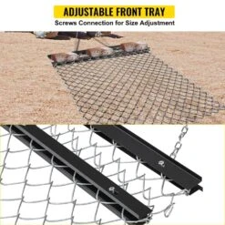 Drag Harrow 4 Ft. X 5 Ft. ATV Chain Harrow UTV Tractor Durable Harrow With 84 In. Handle Rake Grader Lawn Leveling Rake -Vevor vevor landscaping rakes cdzpq45yc00000001v0 4f 1000
