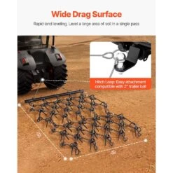 40 In. Handle Length Drag Harrow 4 Ft. X 4 Ft. Heavy-Duty Chain Harrow With 69 Teeth 14 40 In. Handle Length Drag Harrow 4 Ft. X 4 Ft. Heavy-Duty Chain Harrow With 69 Teeth -Vevor vevor landscaping rakes lpgdk4x4ft0067aqtv0 1f 1000