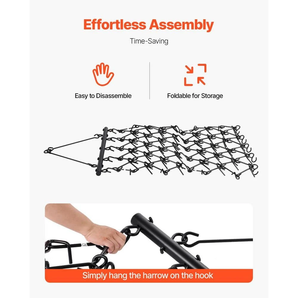 40 In. Handle Length Drag Harrow 4 Ft. X 4 Ft. Heavy-Duty Chain Harrow With 69 Teeth 8 40 In. Handle Length Drag Harrow 4 Ft. X 4 Ft. Heavy-Duty Chain Harrow With 69 Teeth - Image 6