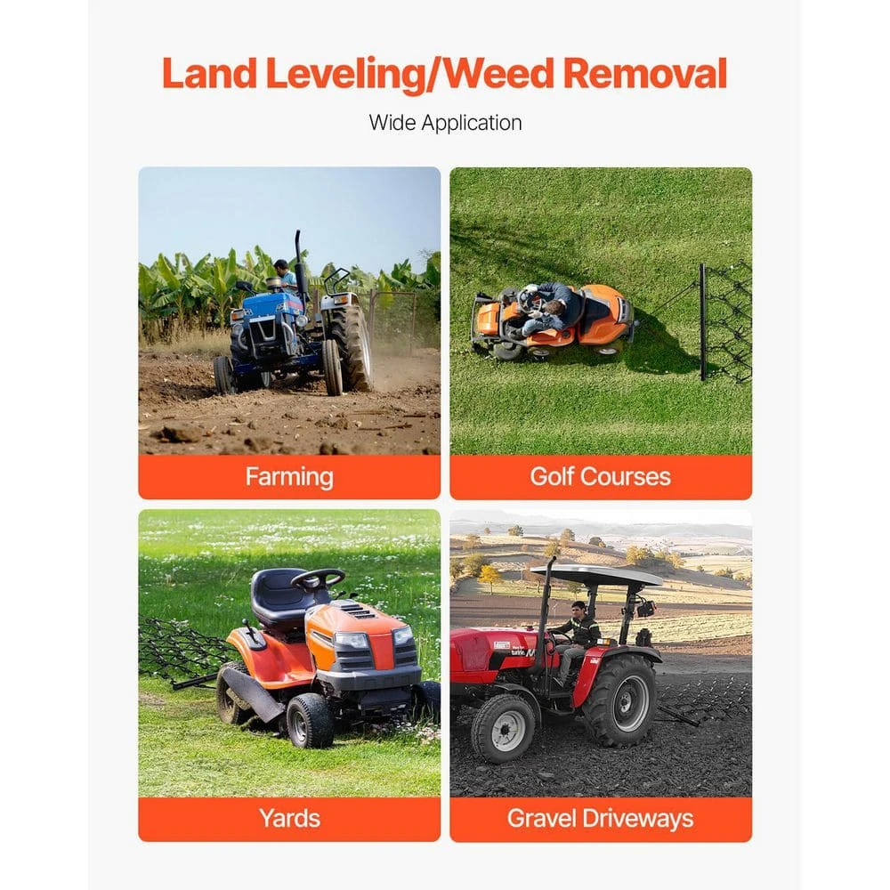 40 In. Handle Length Drag Harrow 4 Ft. X 4 Ft. Heavy-Duty Chain Harrow With 69 Teeth 9 40 In. Handle Length Drag Harrow 4 Ft. X 4 Ft. Heavy-Duty Chain Harrow With 69 Teeth - Image 7