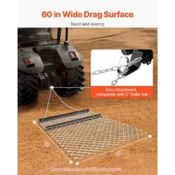 86 In. Drag Harrow 4 Ft. X 5 Ft. ATV Chain Harrow Q235 Steel UTV Tractor Attachments Field Drag Mat -Vevor vevor landscaping rakes lpgsk4x5ft001bju0v0 1f 1000