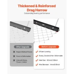 86 In. Drag Harrow 4 Ft. X 5 Ft. ATV Chain Harrow Q235 Steel UTV Tractor Attachments Field Drag Mat -Vevor vevor landscaping rakes lpgsk4x5ft001bju0v0 4f 1000