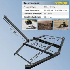 Driveway Drag 66 In. W Tow Behind Drag Harrow 35 In. L 4 In. H Driveway Tractor Harrow With 2 Adjustable Bars -Vevor vevor landscaping rakes qybhs66yc00000001v0 76 1000