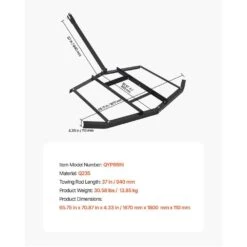 Driveway Drag, 67.7 In. Width Tow Behind Drag Harrow, Q235 Steel Driveway Grader With Adjustable Bars -Vevor vevor landscaping rakes qypqyp66inchec4n5v0 76 1000