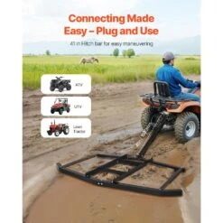 Driveway Drag 76.57 In. Width Tow Behind Drag Harrow Q235 Steel Driveway Grader With Adjustable Bars -Vevor vevor landscaping rakes qypqyp74inch4bo1zv0 4f 1000