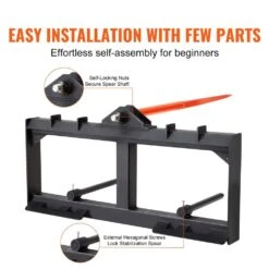 49 In. Hay Spear Bale Spears 1600 Lbs. Loading Capacity Skid Steer Loader Tractor Attachment With 2pcs 17.5 In. -Vevor vevor landscaping rakes tzczs12zhz491u79bv0 44 1000