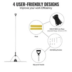 102.36 In. Landscape Rake 36 In. Head Aluminum Landscape Rak With Adjustable Extension Handle Lake Weed Rake -Vevor vevor landscaping rakes zclqplhj36inn5crmv0 44 1000