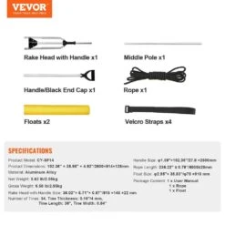 102.36 In. Landscape Rake 36 In. Head Aluminum Landscape Rak With Adjustable Extension Handle Lake Weed Rake -Vevor vevor landscaping rakes zclqplhj36inn5crmv0 76 1000