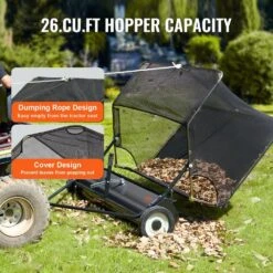 52 In. Lawn Sweeper Tow Behind, 26 Cu. Ft. Large Pull Behind Grass Sweeper, 15 In. Edger Heavy Duty Leaf Grass Collector -Vevor vevor lawn sweepers tcscpqsqhs26fyztrv0 fa 1000