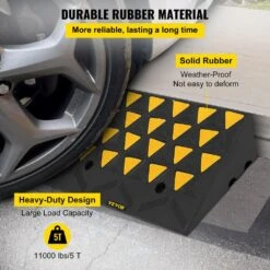 Curb Ramp 23-1/2 In. Length 6 In. High Heavy Duty Sidewalk Curb Ramp 5 Ton Rubber Driveway Ramp For Trucks Buses,Yellow -Vevor vevor miscellaneous parts jspd35x60x10cm001v0 4f 1000