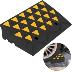 Curb Ramp 23-1/2 In. Length 6 In. High Heavy Duty Sidewalk Curb Ramp 5 Ton Rubber Driveway Ramp For Trucks Buses,Yellow