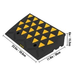 Curb Ramp 23-1/2 In. Length 6 In. High Heavy Duty Sidewalk Curb Ramp 5 Ton Rubber Driveway Ramp For Trucks Buses,Yellow -Vevor vevor miscellaneous parts jspd35x60x10cm001v0 76 1000