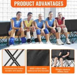 Portable Folding Bench, 8-Seats Foldable Sideline Bench, Outdoor Camping Bench Chair With Carry Bag And Backrest, Black 13 Portable Folding Bench, 8-Seats Foldable Sideline Bench, Outdoor Camping Bench Chair With Carry Bag And Backrest, Black -Vevor vevor outdoor benches bkzdydzydkb84k243v0 1f 1000