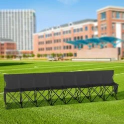 Portable Folding Bench, 8-Seats Foldable Sideline Bench, Outdoor Camping Bench Chair With Carry Bag And Backrest, Black 17 Portable Folding Bench, 8-Seats Foldable Sideline Bench, Outdoor Camping Bench Chair With Carry Bag And Backrest, Black -Vevor vevor outdoor benches bkzdydzydkb84k243v0 31 1000