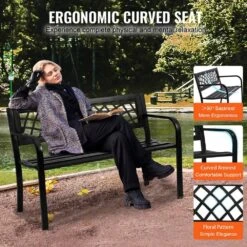Outdoor Bench, 46 In. Metal Garden Bench For Outdoors, 480 Lbs. Load Capacity Bench, Outdoor Garden Park Bench -Vevor vevor outdoor benches gyzyjs46yc00w8fdqv0 1f 1000