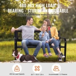 Outdoor Bench, 46 In. Metal Garden Bench For Outdoors, 480 Lbs. Load Capacity Bench, Outdoor Garden Park Bench -Vevor vevor outdoor benches gyzyjs46yc00w8fdqv0 4f 1000