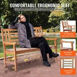 Outdoor Bench, 48 In. Wood Garden Bench For Outdoors, Outdoor Garden Park Bench With Backrest And Armrests -Vevor vevor outdoor benches gyzymz48yc00j47ynv0 1f 1000