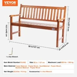 Outdoor Bench, 50 In.es Wood Garden Bench For Outdoors, Outdoor Garden Park Bench With Backrest And Armrests -Vevor vevor outdoor benches gyzymz50yc00q2q8nv0 76 1000