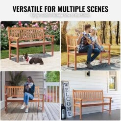 Outdoor Bench, 50 In.es Wood Garden Bench For Outdoors, Outdoor Garden Park Bench With Backrest And Armrests -Vevor vevor outdoor benches gyzymz50yc00q2q8nv0 fa 1000