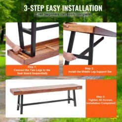 Outdoor Bench, 63 In. Wood Garden Bench With Metal Leg For Outdoors, Outdoor Garden Park Bench, 500 Lbs. Load Capacity -Vevor vevor outdoor benches gyzymz63yc00l6dxav0 44 1000